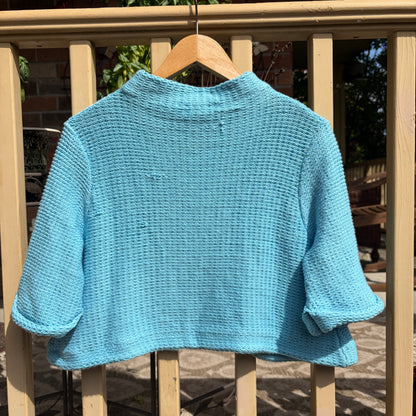 Bebe Baby Blue Short Sleeve Cardigan, XS