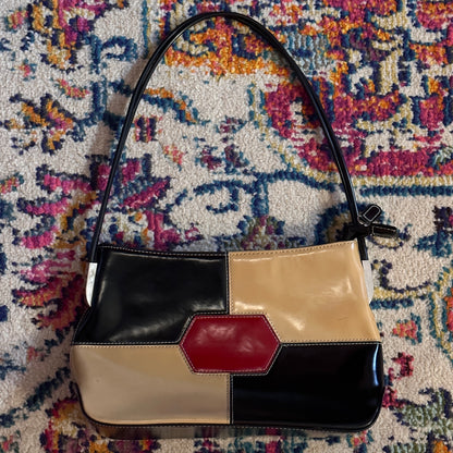 Red, Tan and Black Baguette Purse