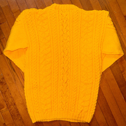 Cable Knit Yellow Sweater, L - Cherry Buzz