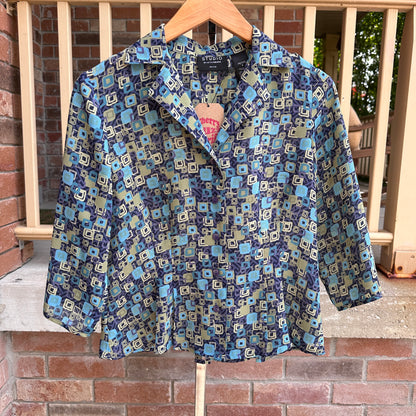 Studio by Liz Claiborne Funky Patterned Button Up, S