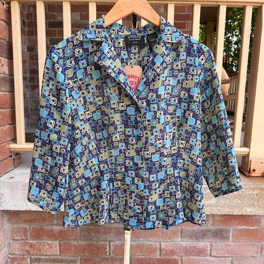 Studio by Liz Claiborne Funky Patterned Button Up, S