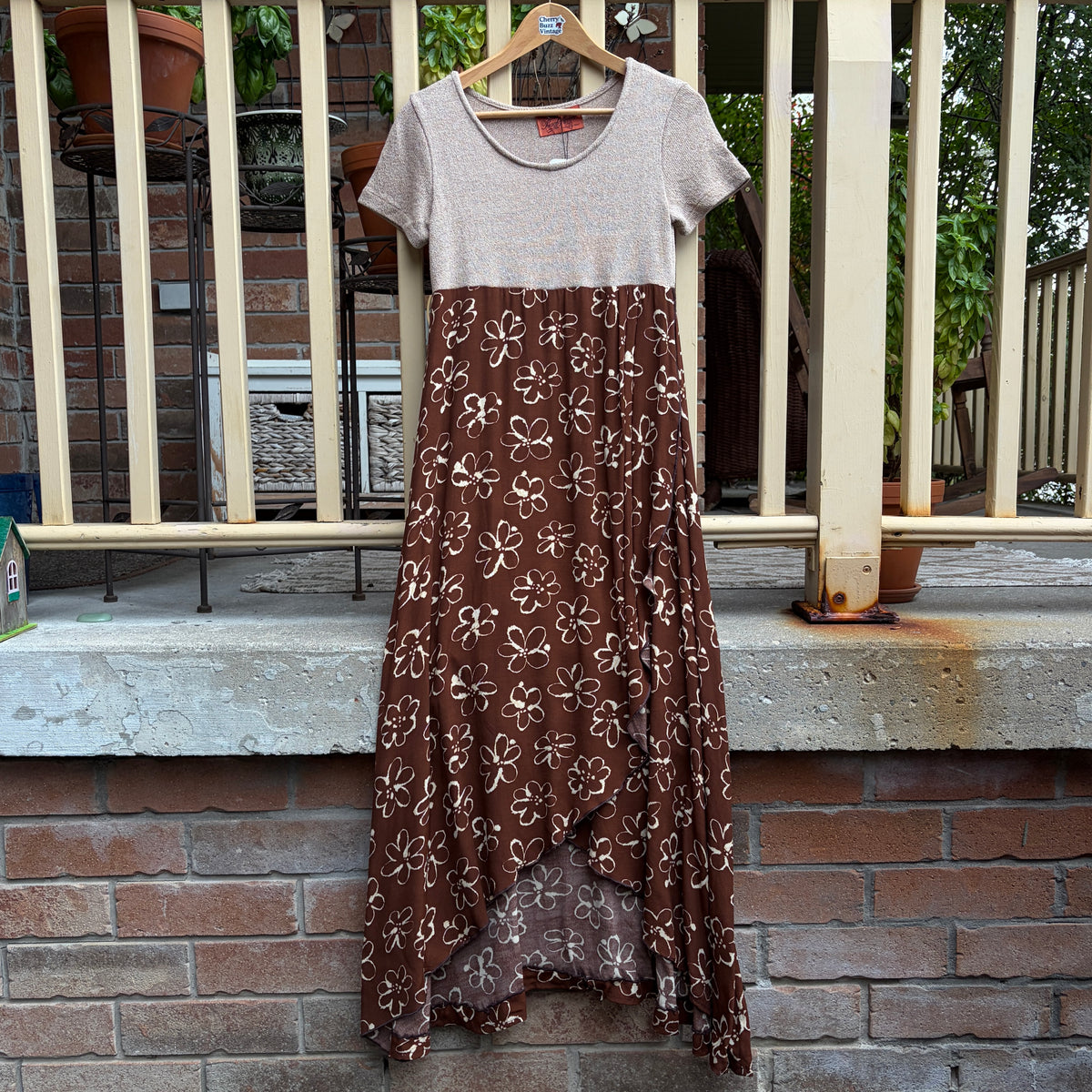 Brown Floral Maxi Dress, M