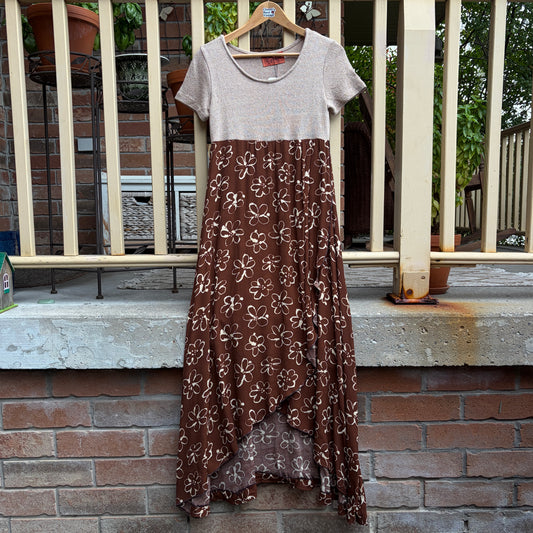 Brown Floral Maxi Dress, M