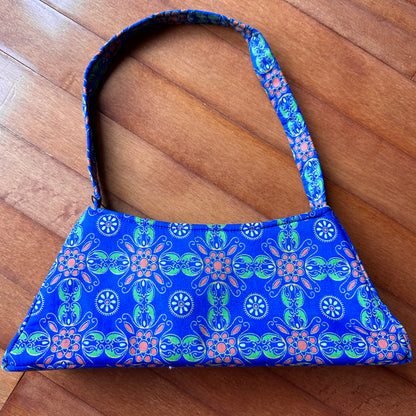 Blue Bohemian Mandala Pattern Baguette Purse