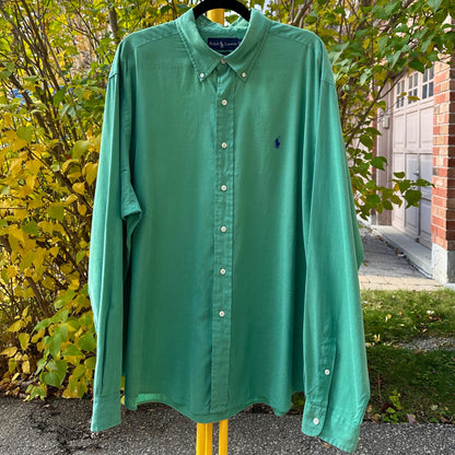 Ralph Lauren Green Button Down, XXL - Cherry Buzz