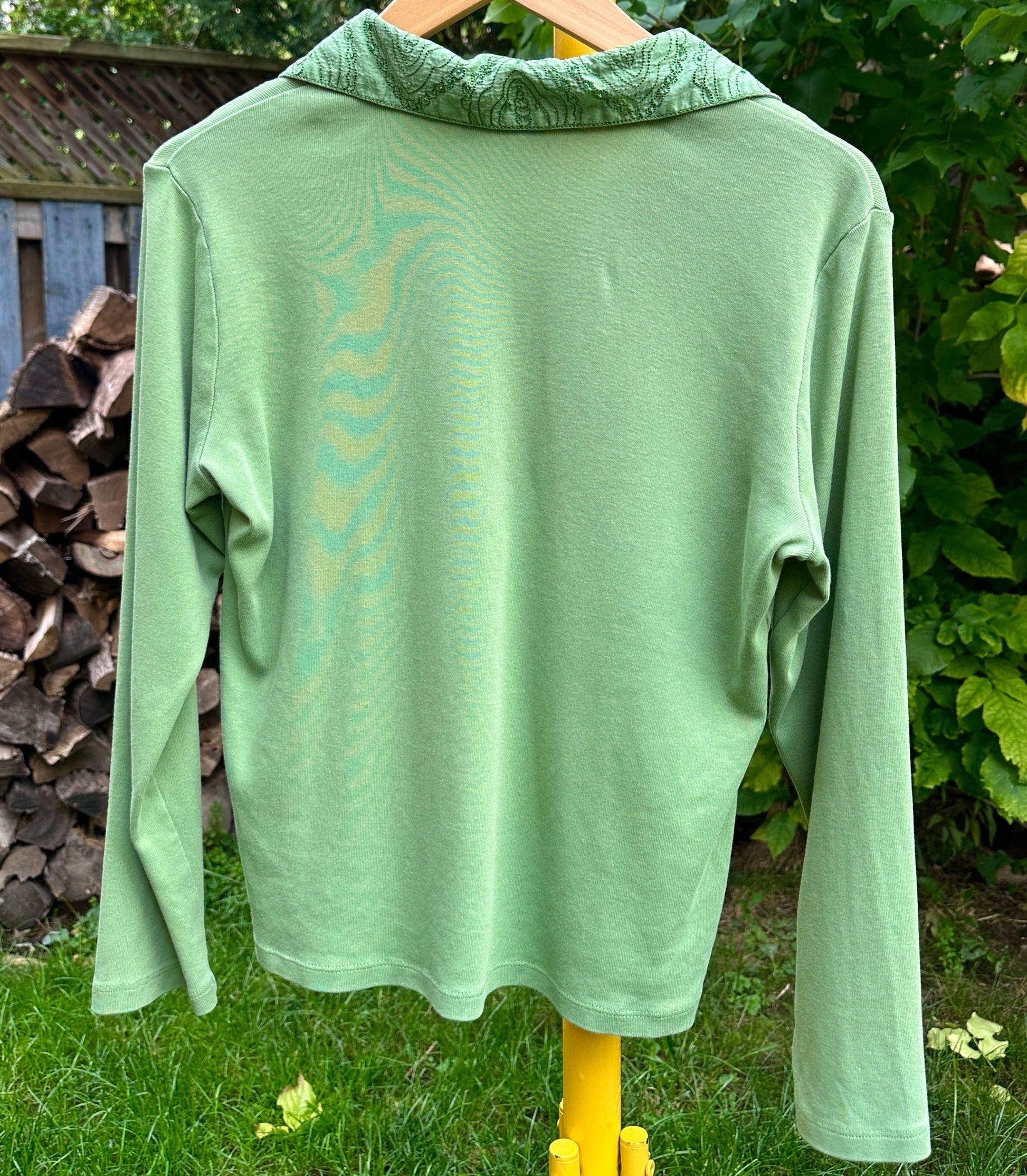 Cleo Petit Green Long Sleeve with Collar Details, M - Cherry Buzz