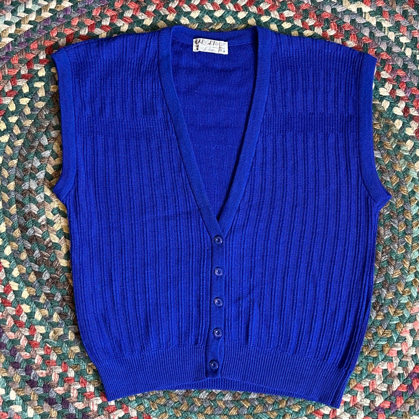 Jaeger London Cobalt Blue Sweater Vest, S - Cherry Buzz