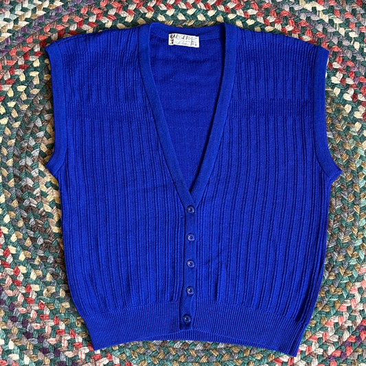 Jaeger London Cobalt Blue Sweater Vest, S - Cherry Buzz