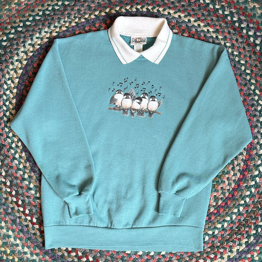 Day Breeze Blue Bird Sweater, L - Cherry Buzz