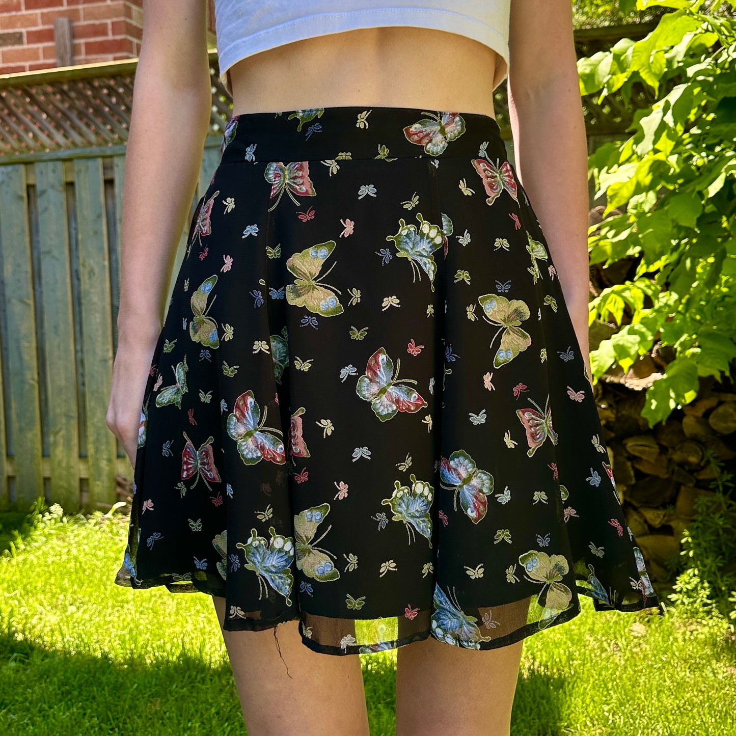 Monkey Wear Black Butterfly Skirt, S