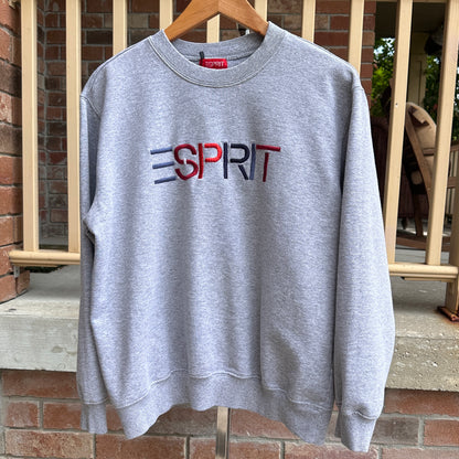 Esprit Grey Crew Neck with Embroidered Logo, M