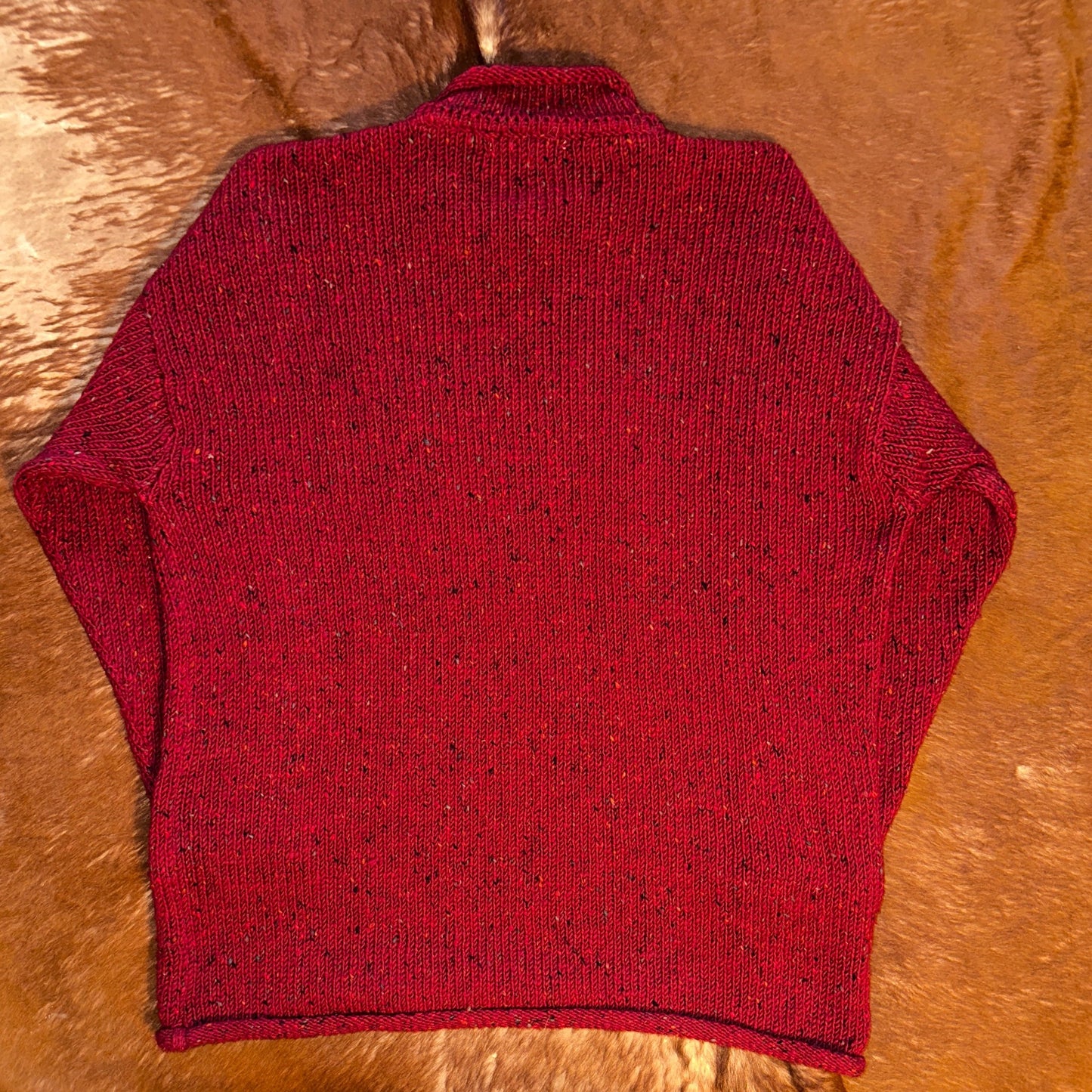 Classical Culture by Rossan Donegal Ireland Red Wool Sweater, L - Cherry Buzz