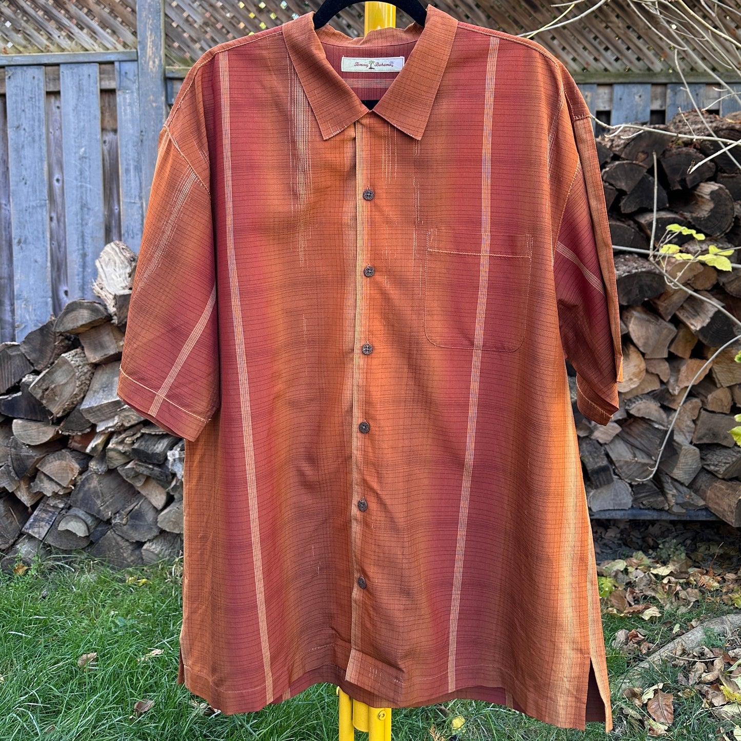 Tommy Bahama Orange Silk Button Down, XL - Cherry Buzz