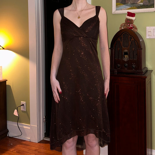 Brown Sparkly Cocktail Dress, M