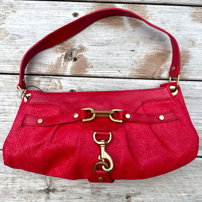 Banana Republic Red Canvas Baguette Bag