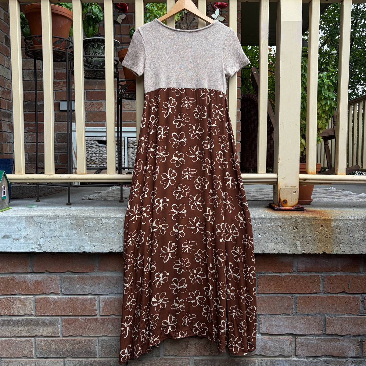 Brown Floral Maxi Dress, M