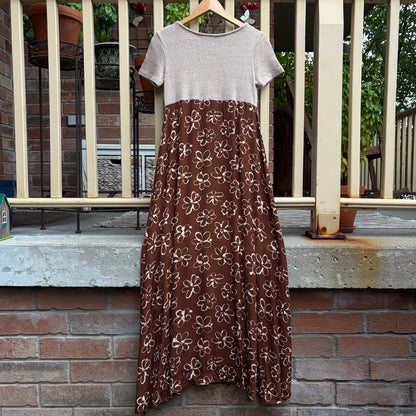 Brown Floral Maxi Dress, M