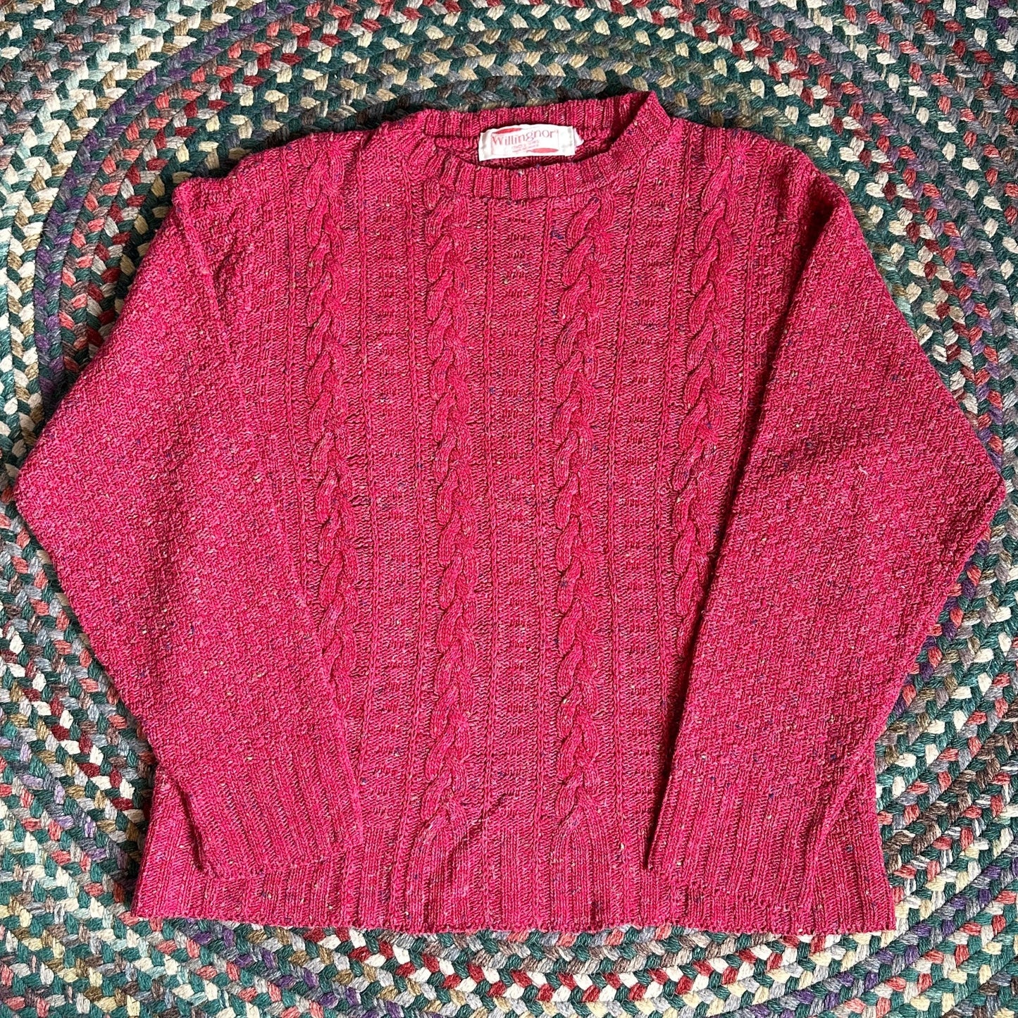 Willingnor Pink Cable Knit Sweater, M - Cherry Buzz