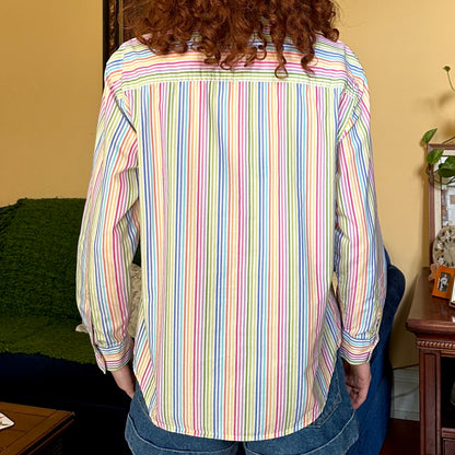 Jones NY Jeans Rainbow Pinstripe Blouse, S