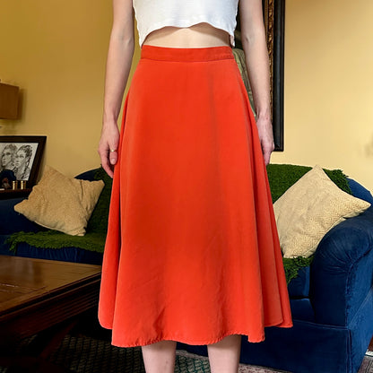 American Apparel Orange Circle Skirt, S