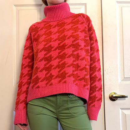 MNG Hounds Tooth Sweater, XL - Cherry Buzz