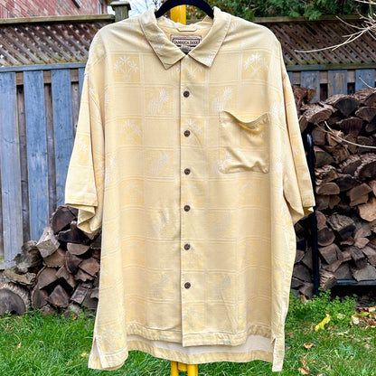 Jamaica Jaxx Yellow Silk Button Down, XL - Cherry Buzz