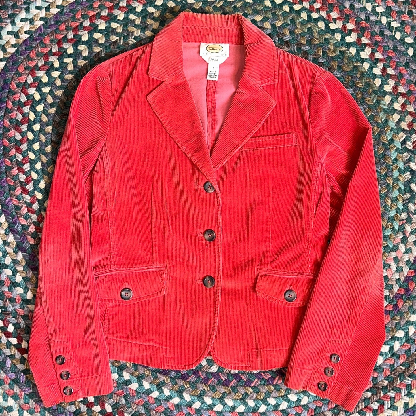 Talbots Petites Orange Corduroy Jacket, S - Cherry Buzz