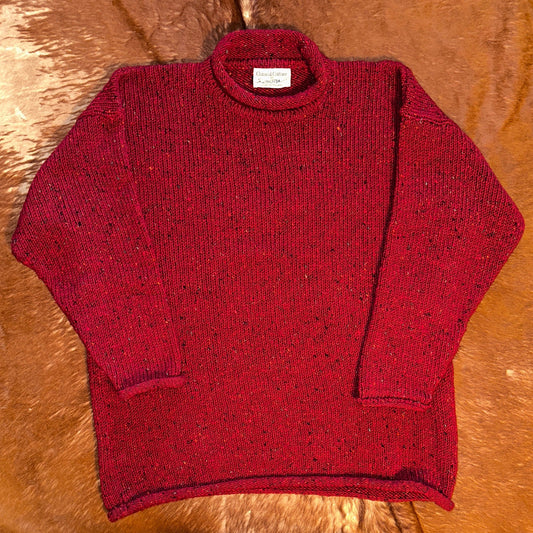 Classical Culture by Rossan Donegal Ireland Red Wool Sweater, L - Cherry Buzz