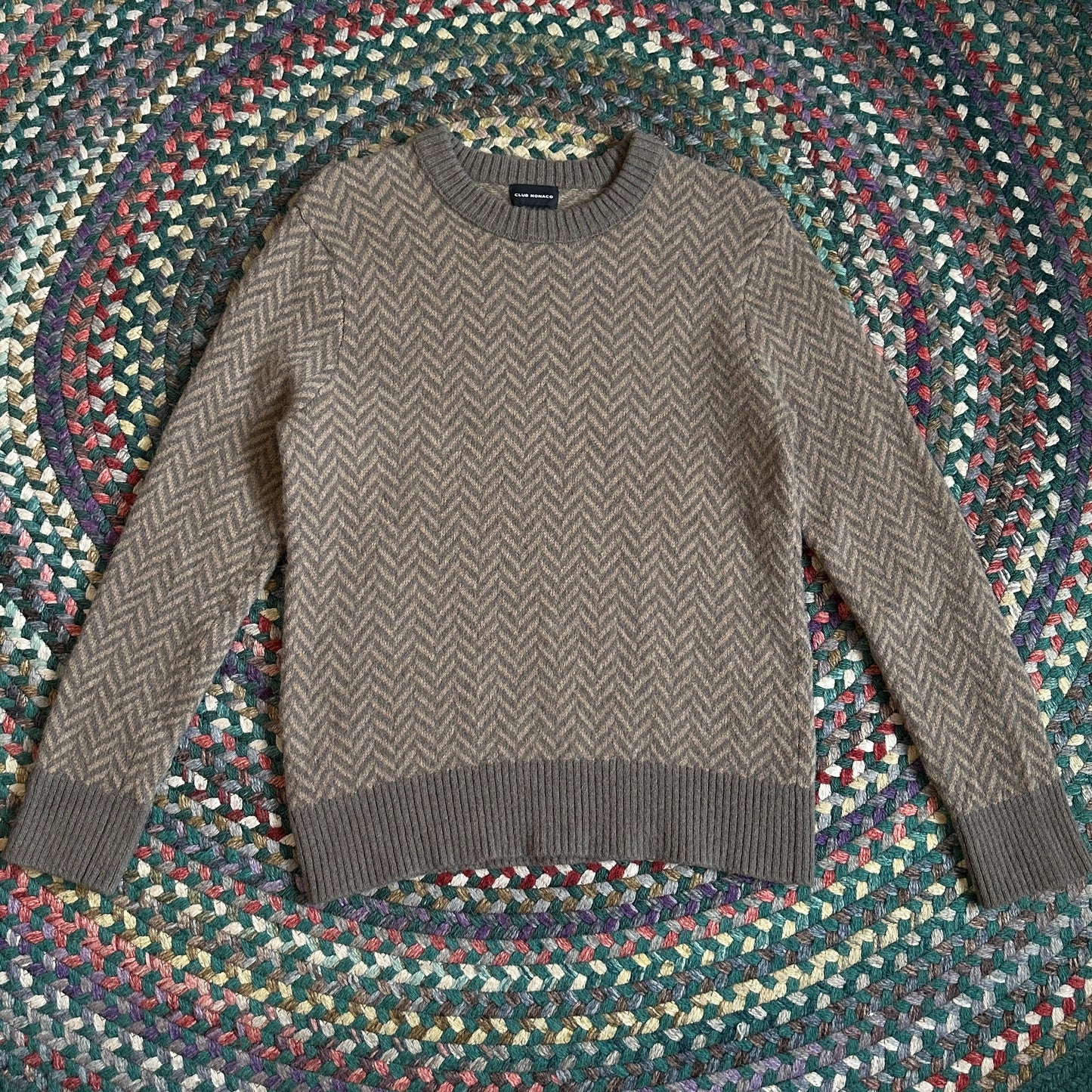 Club Monaco Cozy Herringbone Crewneck Sweater, L