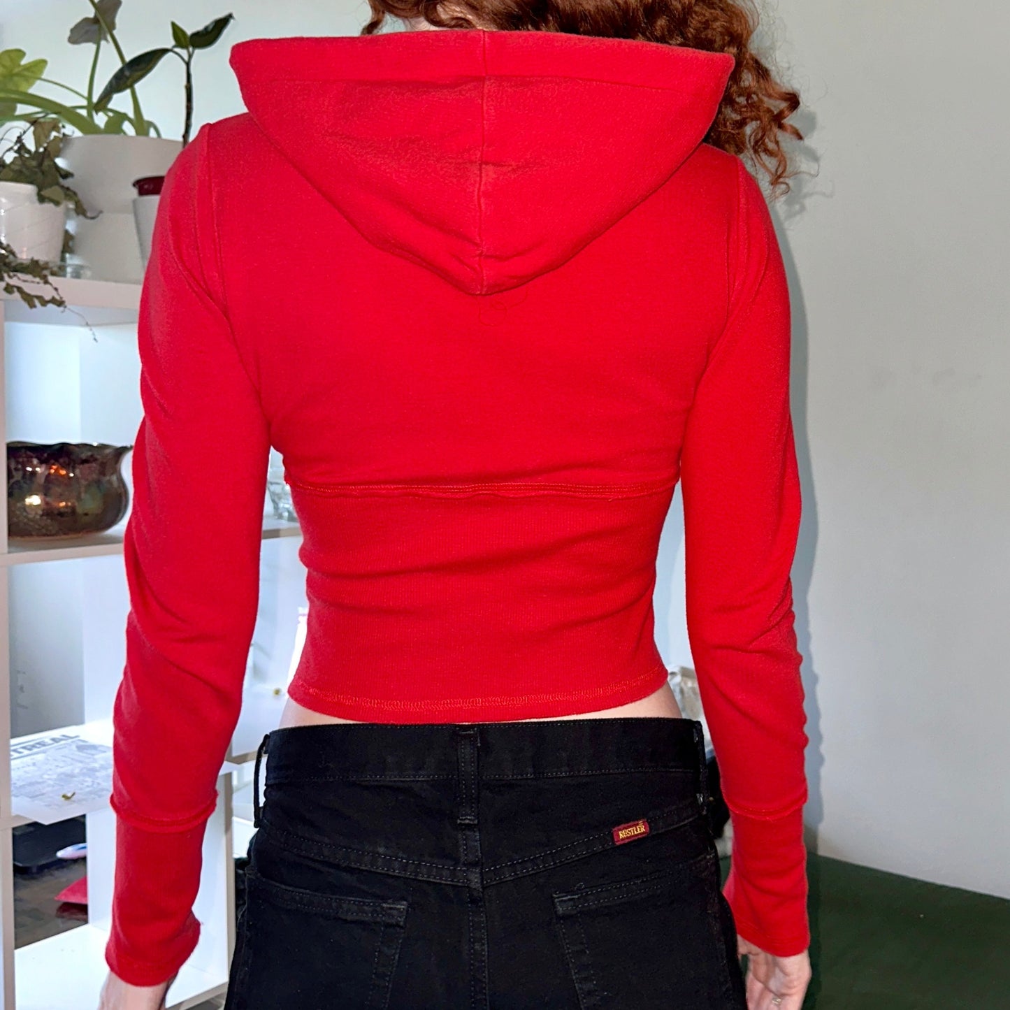 Bebe Red Y2K Rhinestone Zip Up, S - Cherry Buzz