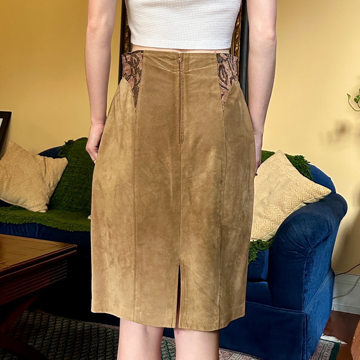 Danier Brown Leather Skirt, M