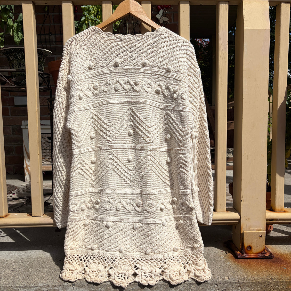 Climax Knit Floral Long Sweater, M