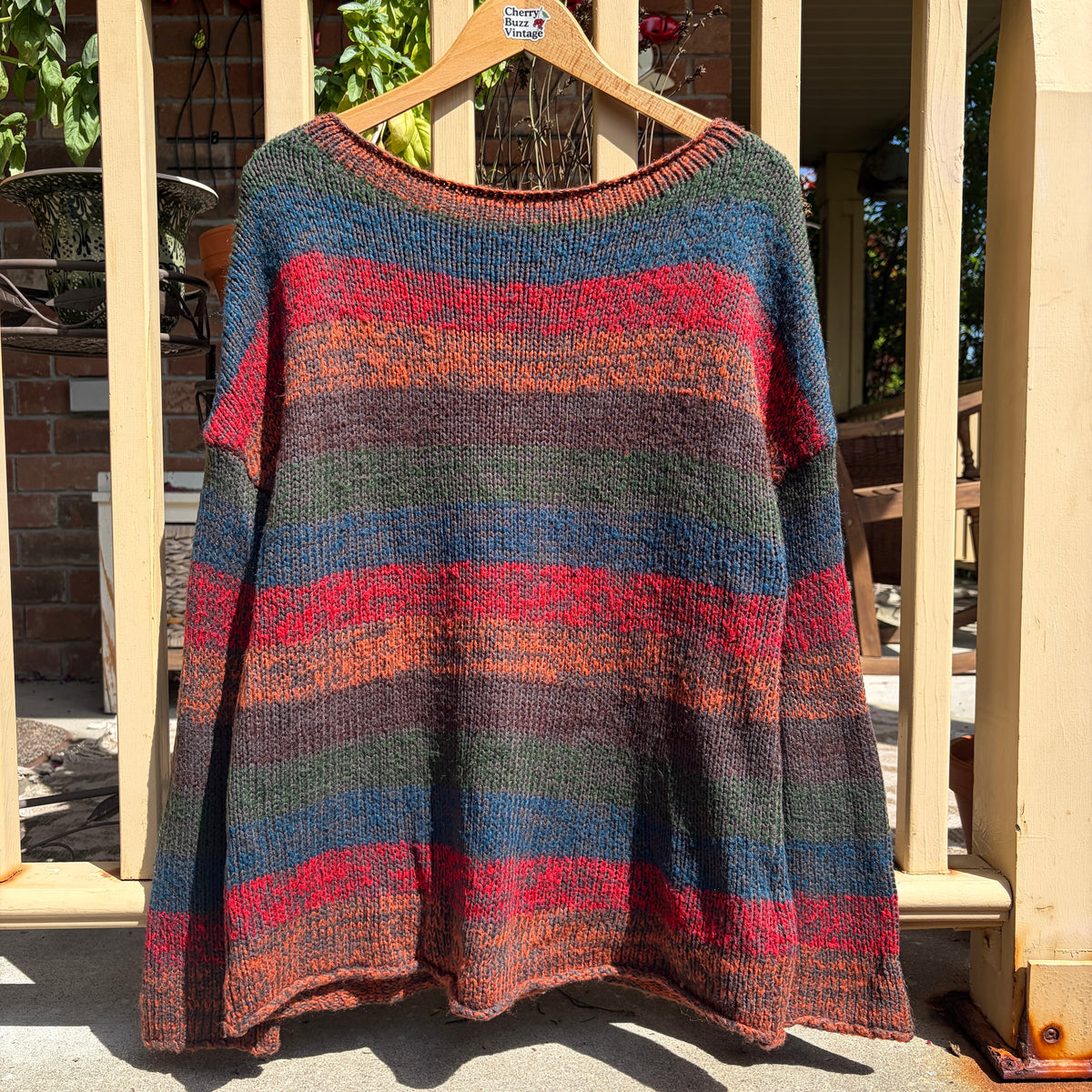 Autumnal Colourful Knit Sweater, L