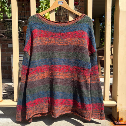 Autumnal Colourful Knit Sweater, L