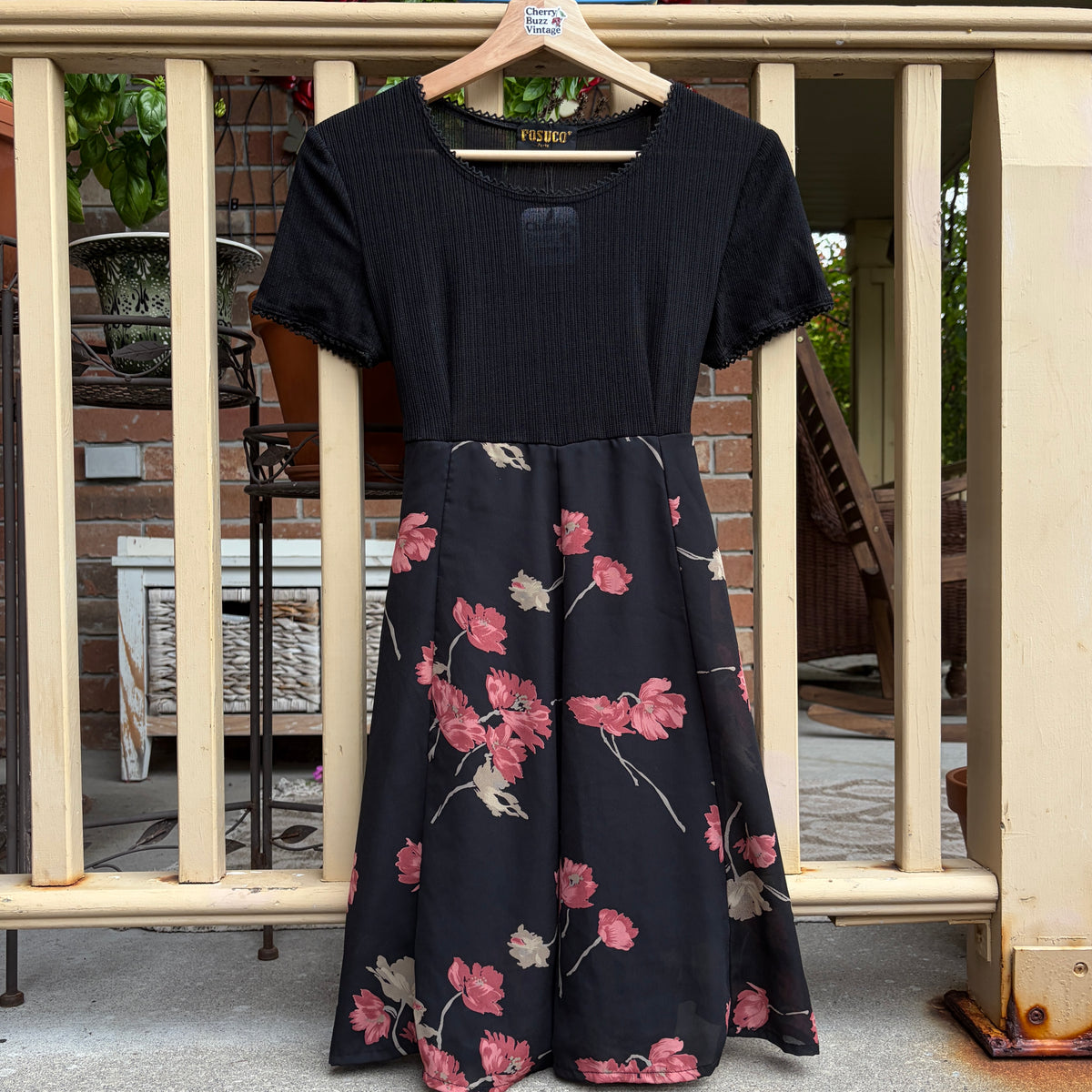 Black Floral Dress, S