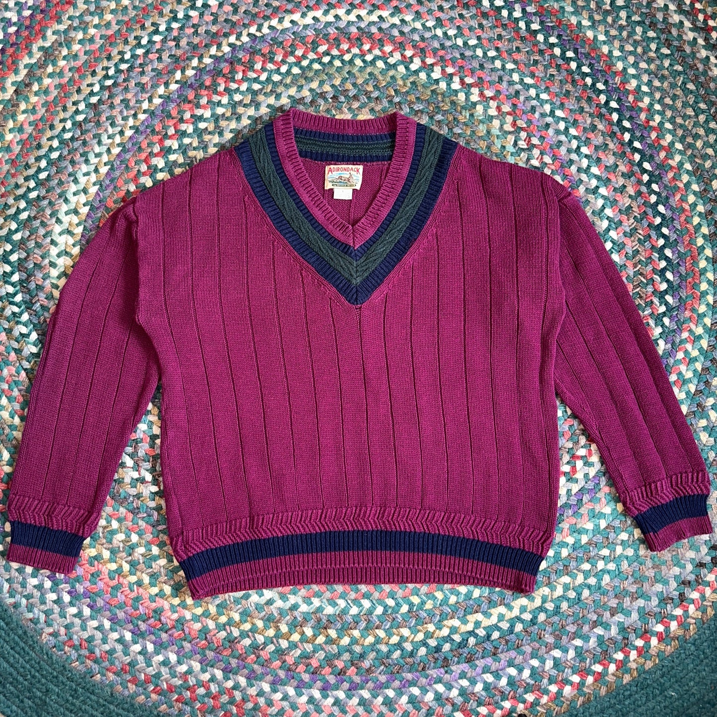 Vintage Adirondack by Savile Row Knit Cotton Sweater, L