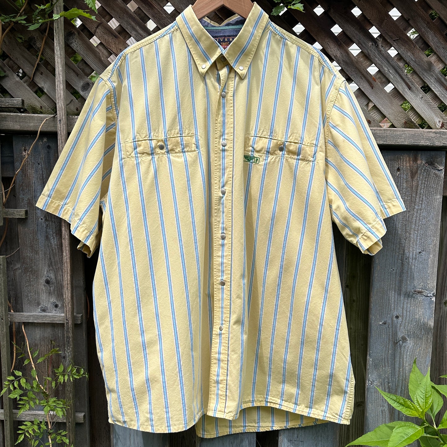 Rivers Yellow Cotton Button Down with Snap Buttons, L