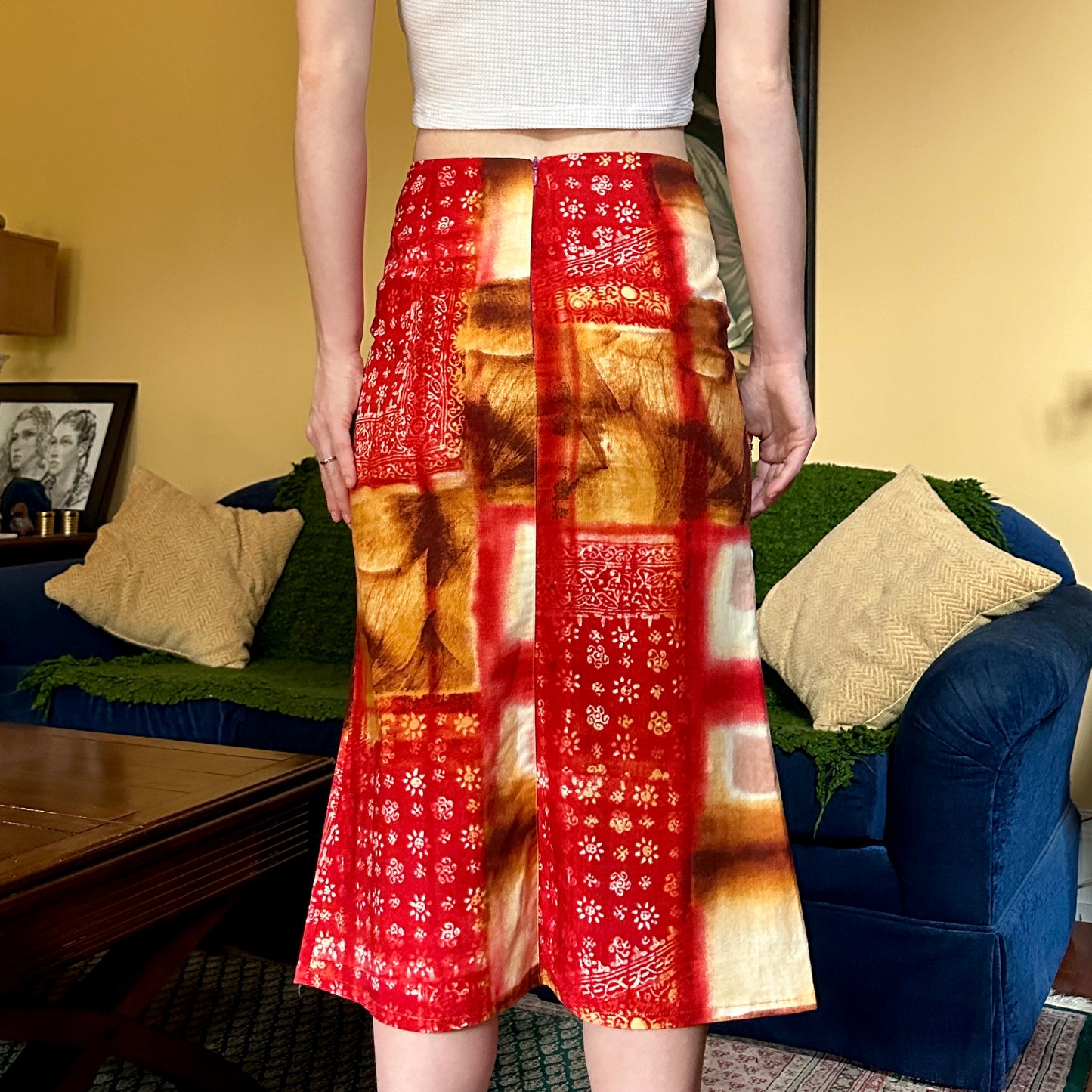 Test Red and Orange 90s Skirt, S