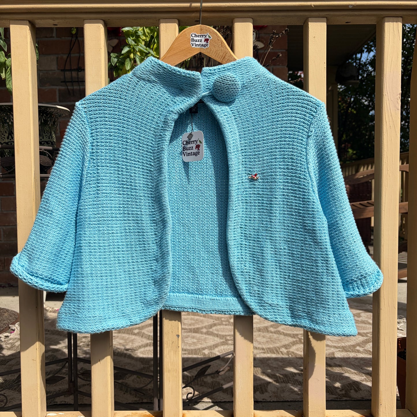 Bebe Baby Blue Short Sleeve Cardigan, XS