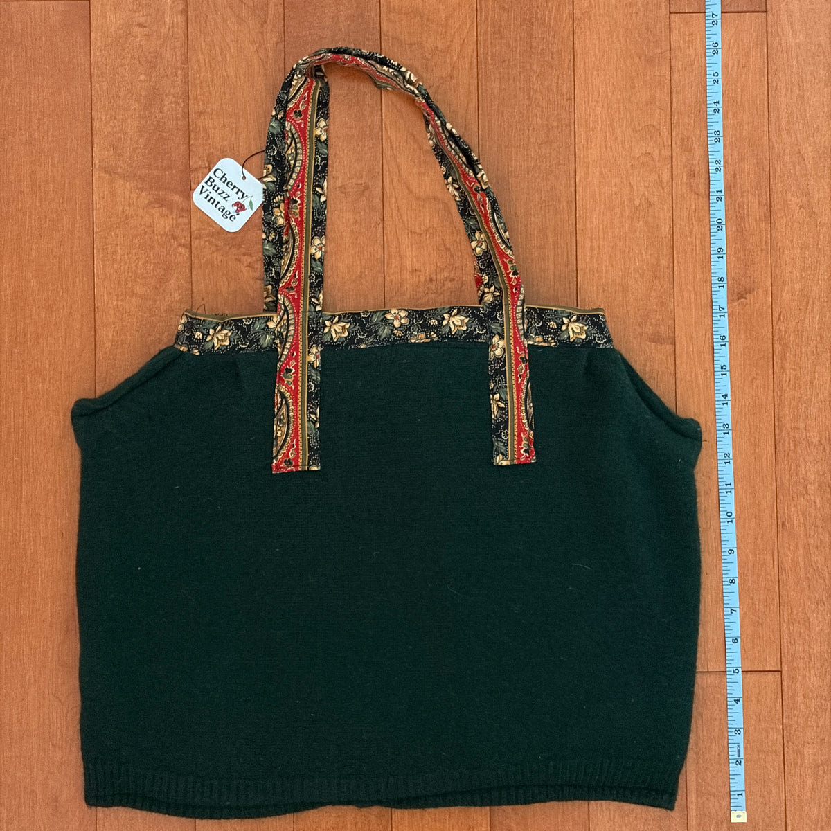 Green Wool Re-Worked Tote Bag