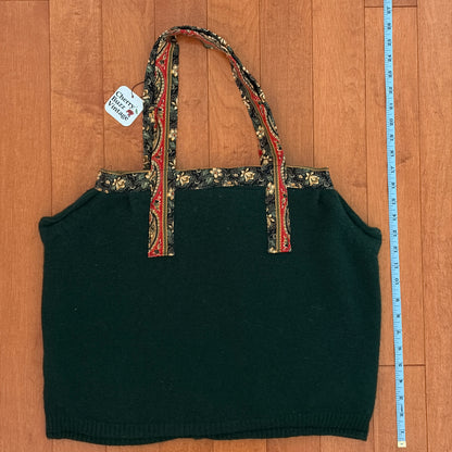 Green Wool Re-Worked Tote Bag