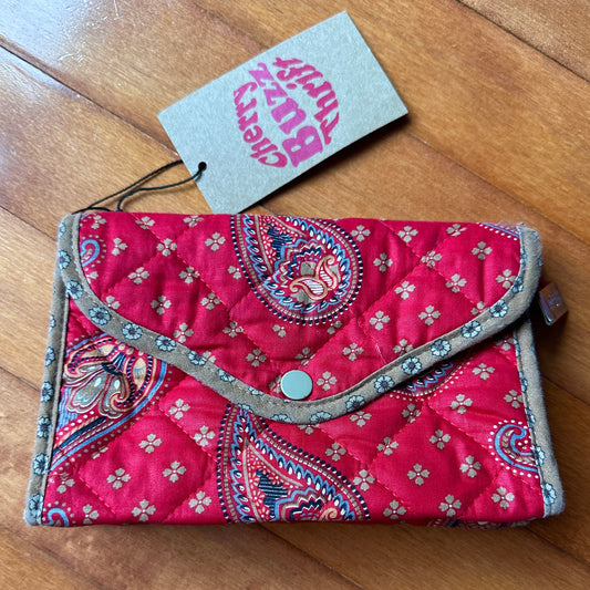 Maggie B Red Paisley Clutch, Makeup Bag