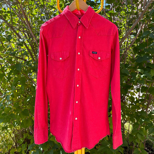 Wrangler Vintage Red Button Down, M - Cherry Buzz