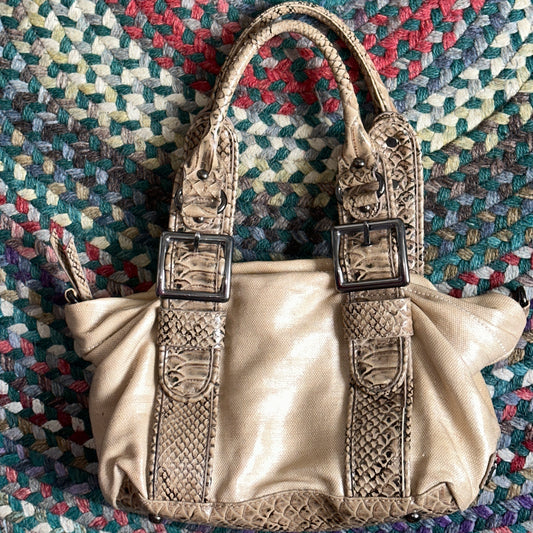 Hilary Radley Faux Snake Skin Tan Hand Bag