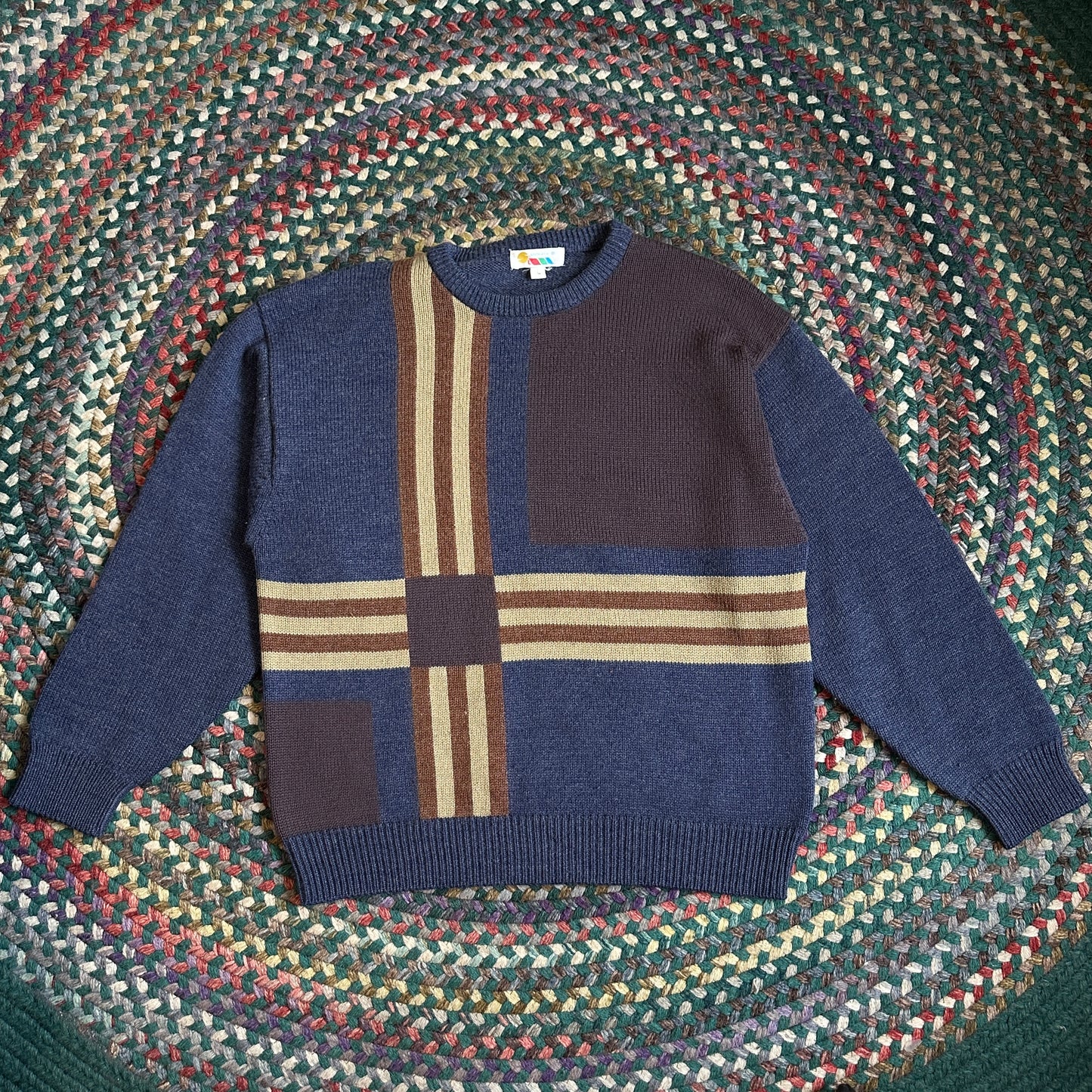 South Asia Blue Wool Blend Sweater, L