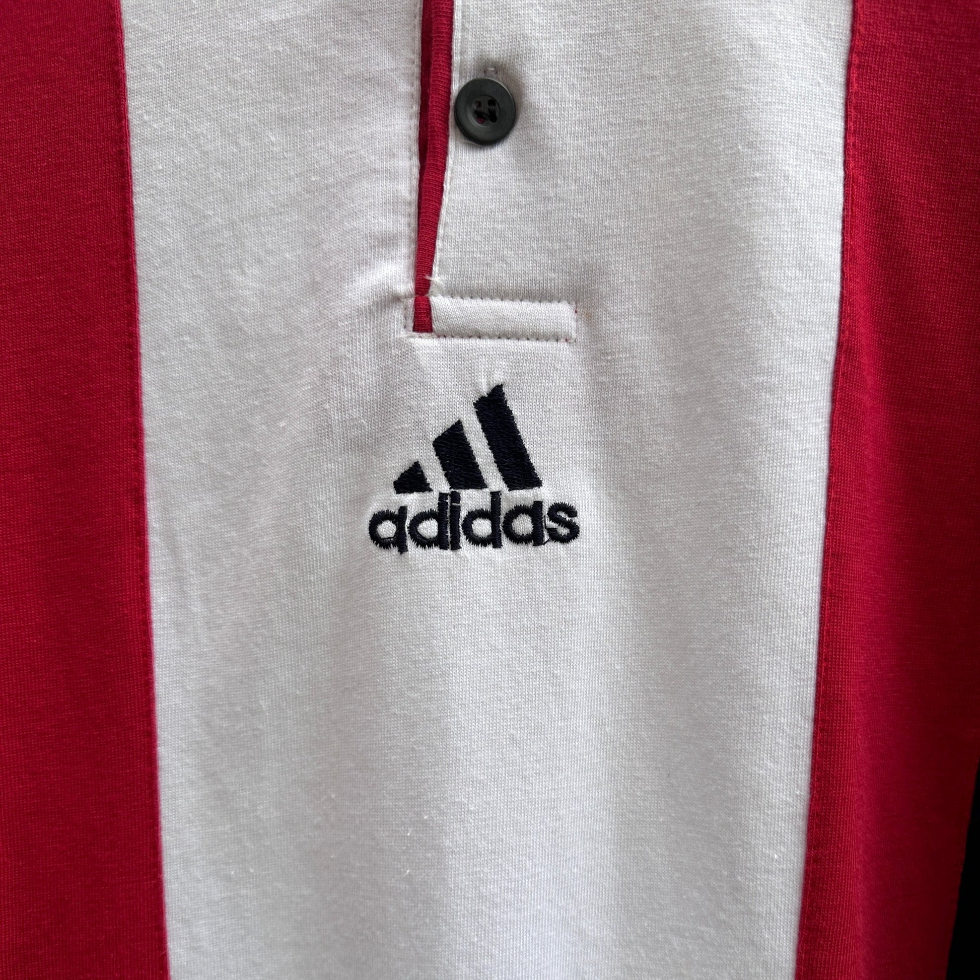 Vintage Adidas Tri-Colour Quarter Button Up, L - Cherry Buzz