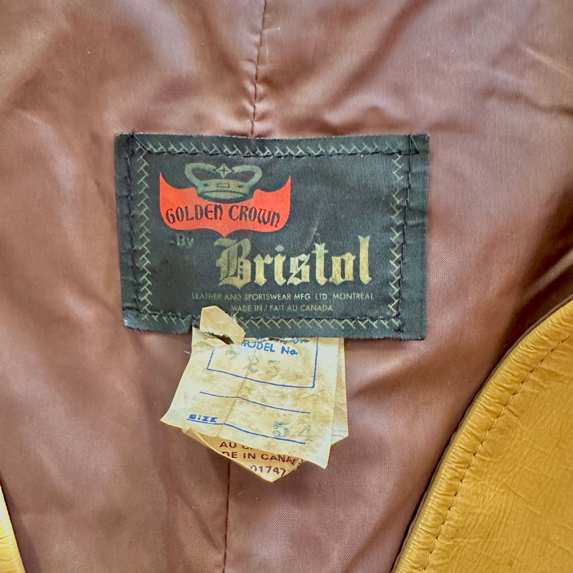 Bristol Golden Crown Tan Leather Vest, XL - Cherry Buzz