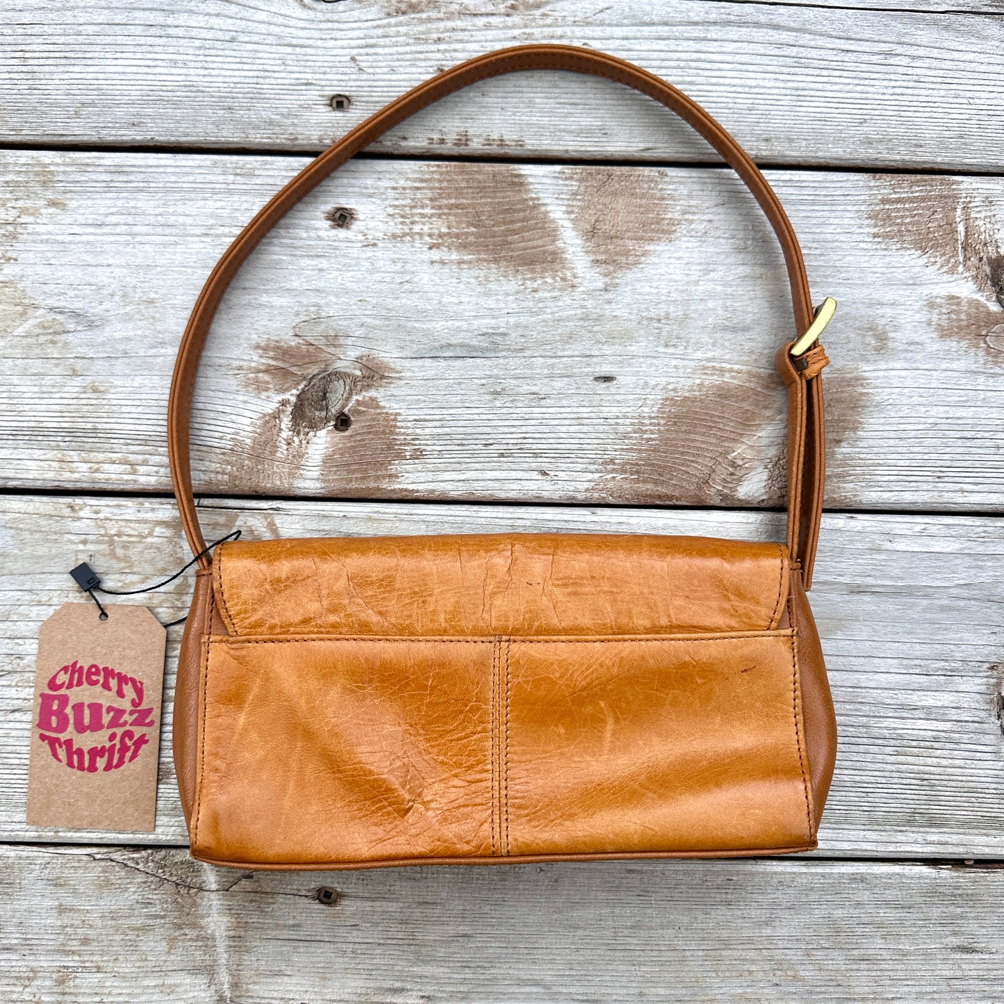 Tan Leather Baguette Bag