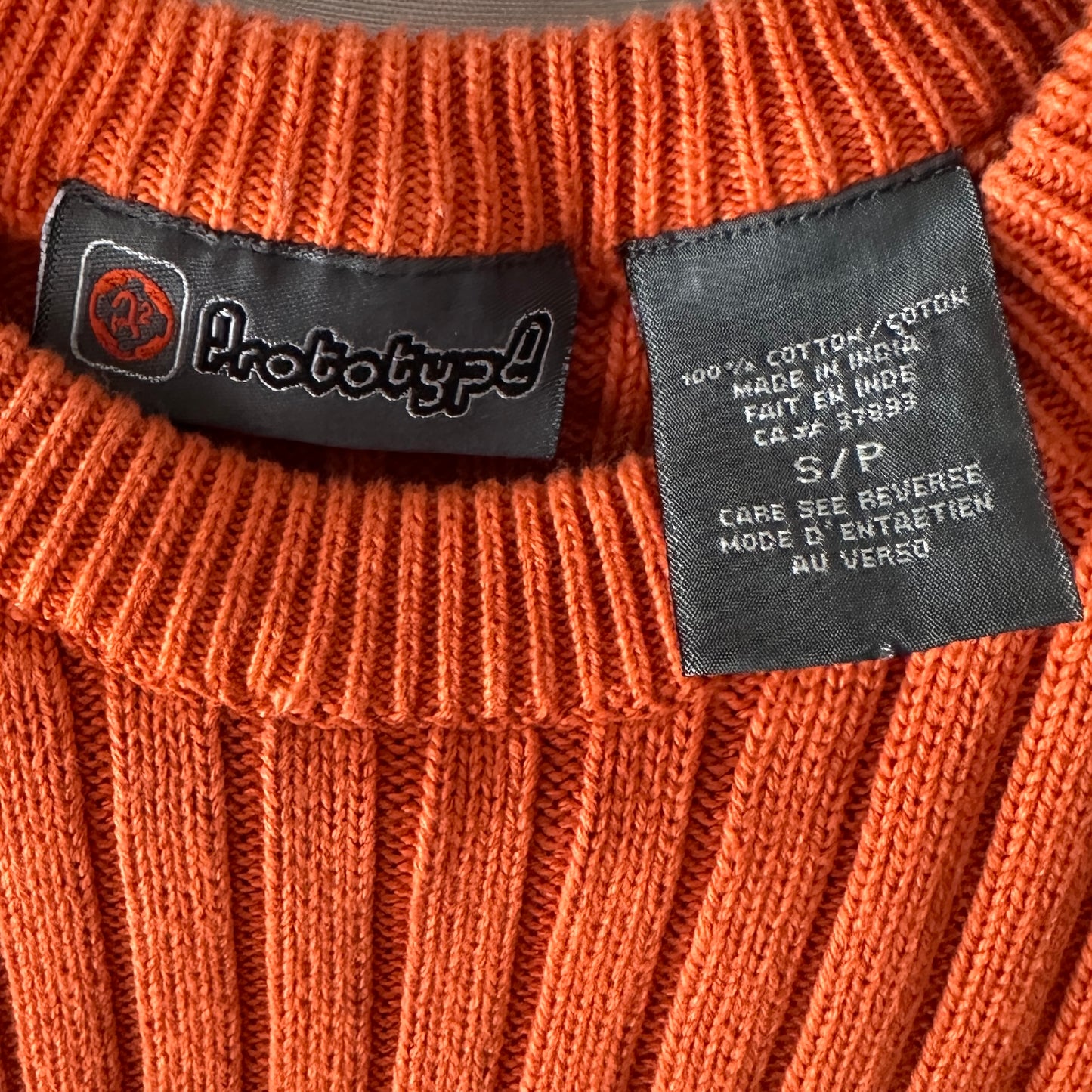 Prototyped Orange Ribbed Cotton Sweater, S