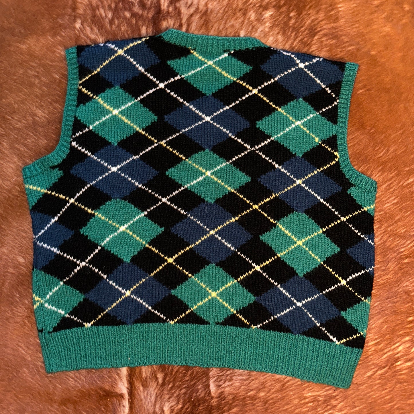 Green Argyle Sweater Vest, XL